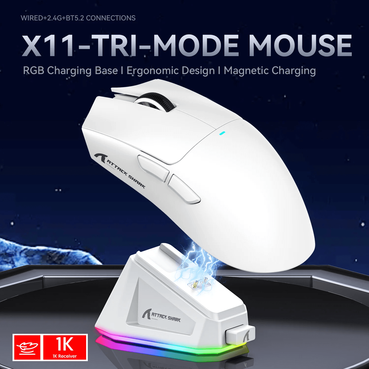 ATTACK SHARK X11 Wireless Gaming Mouse with Charging Dock image 1